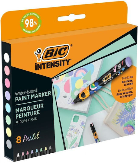BIC Pastel Set Markers Multicolored Permanent Repair for Wood, Fabric, Porcelain and Glass 8pcs