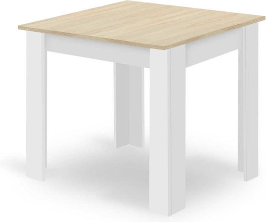 Square Table Kitchen Wooden White 80x80cm