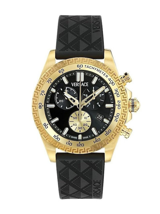 Versace Chrono X Ανδρικό Ρολόι Μπαταρίας με Μαύρο Καουτσούκ Λουράκι