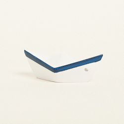Beauty Home Κεραμικο Καραβακι 7,5 X 3,5 X 3 Cm Λευκο Μπλε