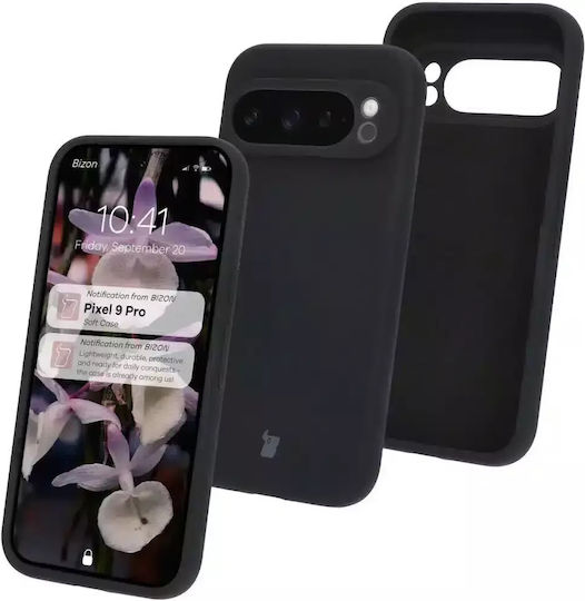 Bizon Back Cover Σιλικόνης / Tempered Glass Μαύρο (OnePlus 9 Pro)