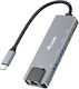 Equip Hub 10 Θυρών USB 3.2 με σύνδεση USB-C / Ethernet Γκρι