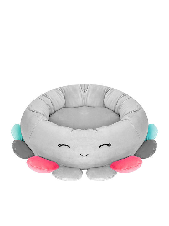 Dog Bed Thick Raised Edges Non-slip Jellyfish Pattern 70x70x20 Cm Gray