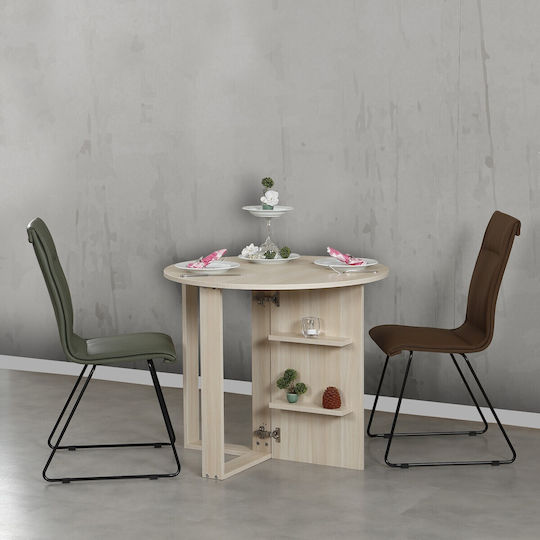 Middle Round Dining Room Table Wooden Oak 90x45x77cm