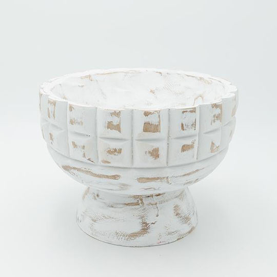 Dekorative Schüssel Hölzernes Weiß 24x17.5x17.5cm 1Stück
