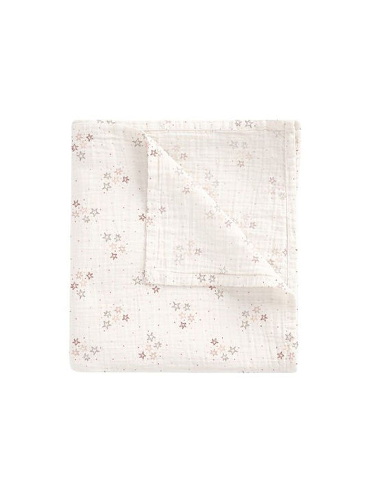Bimbidreams Bamboo Stars Σελτεδάκι από Μουσελίνα Ροζ 120x120εκ.