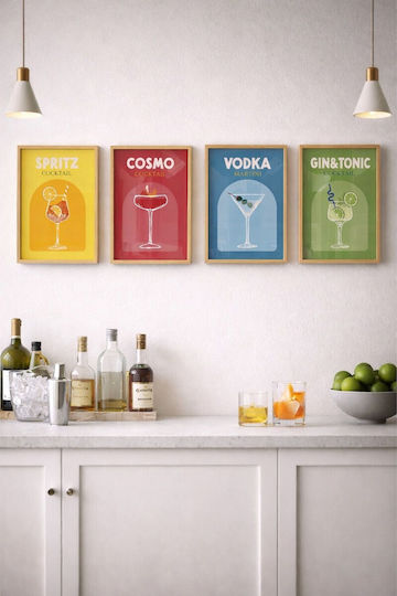 Κάδρο Coctails 4σχέδια 30x40cm