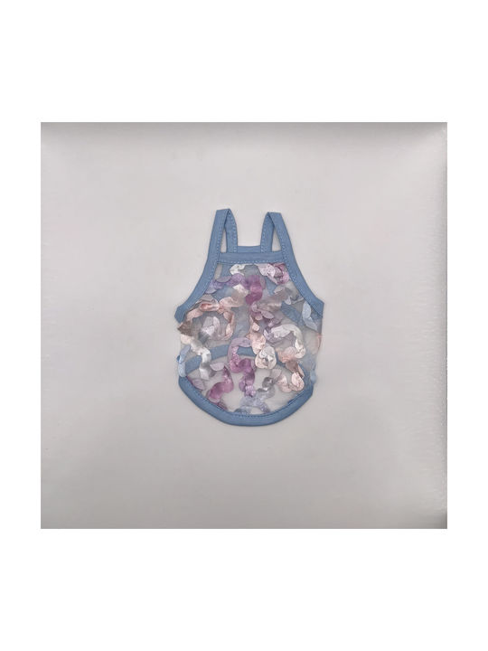 Bonnie XS Hellblaues Hundetanktop mit mehrfarbigen Blumen