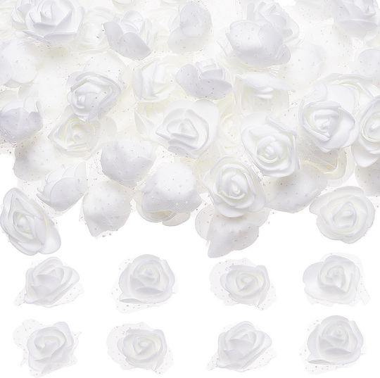 Schaumrose Organza Weiß 43~45mm 10 Stück