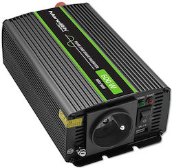 Qoltec Inverter Αυτοκινήτου Καθαρού Ημιτόνου 600W για Μετατροπή 24V DC σε 230V AC Qoltec Inverter Αυτοκινήτου Καθαρού Ημιτόνου 600W για Μετατροπή 24V DC σε 230V AC