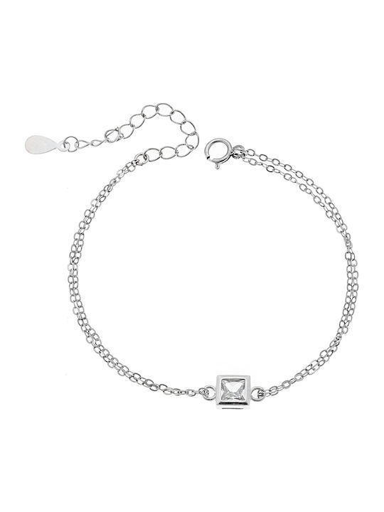 Women's Silver Chain Bracelet with Zircon 16cm