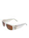 GCDS Unisex Sunglasses with White Horn-Rimmed Frame and Brown Lenses GD0037 21E