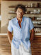 Short-sleeved Linen Shirt Light Blue