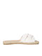 Leather Women's Flat Sandals in White Color