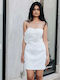 Sommer Mini Damenkleid für Hochzeit - Taufe Trägerlos Weiß