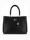 Leather Women's Bag Tote Handbag Black / Gold