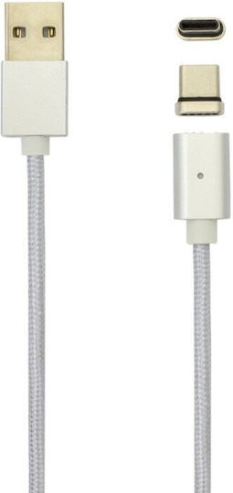 Sbox Magnetisch / Geflochten USB 2.0 Kabel USB-C männlich - USB-A Gray 1m