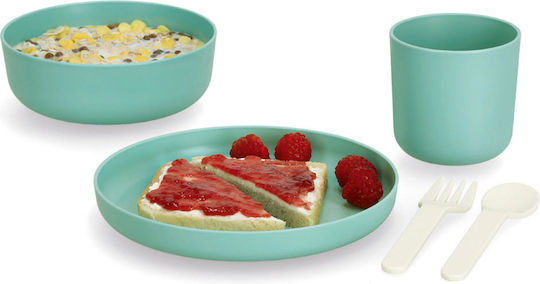 Feeding Set made of Plastic Turquoise 5pcs for 6+ months