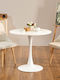 Round Dining Room Table Wooden with Metal Frame White 80x80x72.5cm