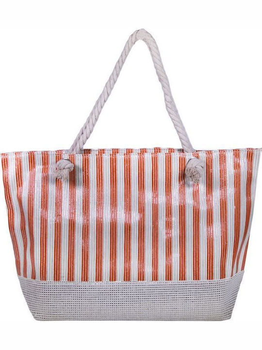 Max Fashion Fabric Beach Bag Orange with Stripes 23ADSM112923-3