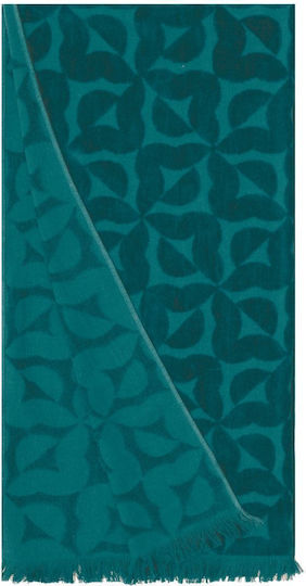 Kentia Tairu Cotton Pareo Petrol Blue with Fringes 90x180cm