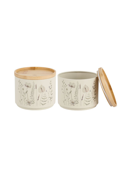 Ankor Set 2 Pieces General Use Food Jars with Metallic Beige Lid 11.3x9.6x11.3cm 2 Pieces