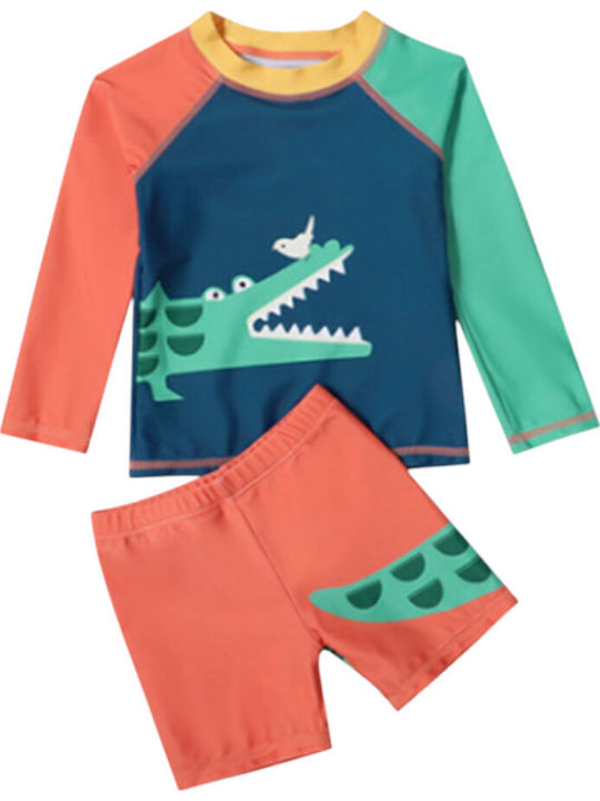 Queen Mother Orange-Blaues Krokodil Freund Kinder Badebekleidung Set Queen Mother Orange-Blaues Krokodil Freund Kinder Badebekleidung Set