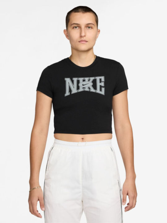 Nike Sportswear Γυναικείο Crop T-shirt Μαύρο