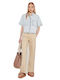 High Waist Women's Jeans Pants in Loose Fit Beige W5GB40WGB51