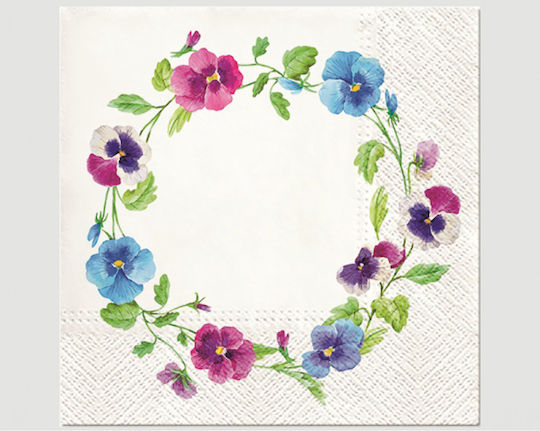 Easter Napkins Wreath Flowers 20pcs 65 X 65 Cm 54392