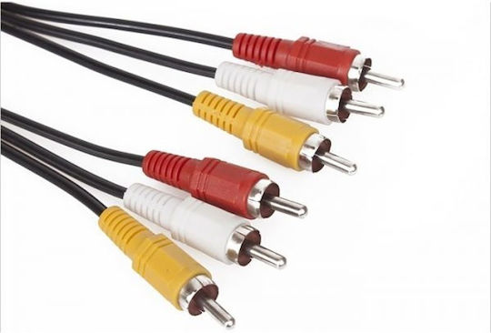 Vcom Cv033 Кабел 1.8м от 3x RCA чинч мъжки към 3x RCA чинч мъжки 1.8м черен