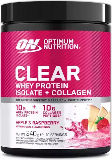 Optimum Nutrition Clear Whey Protein Isolate + Collagen Protein Molke mit Geschmack Apple & Raspberry 240gr