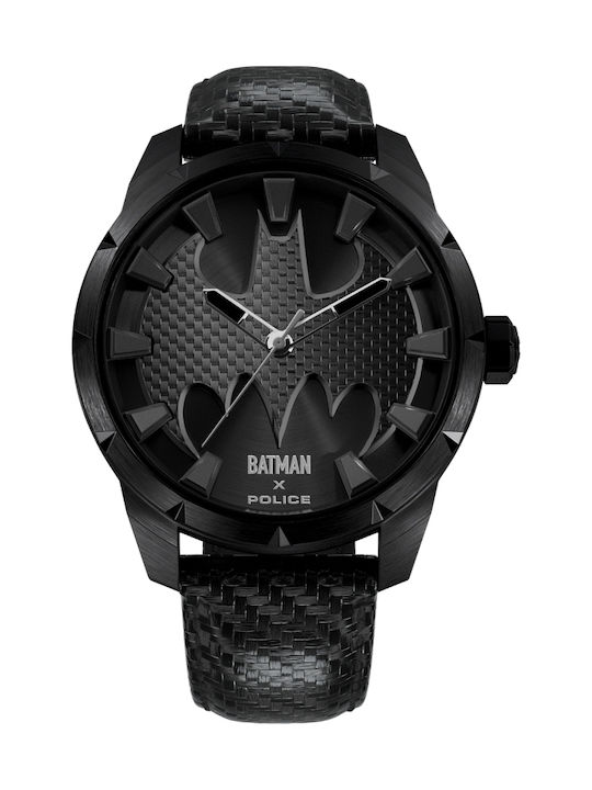 Police Edition Men's Watch 45mm Battery with Black Leather Strap