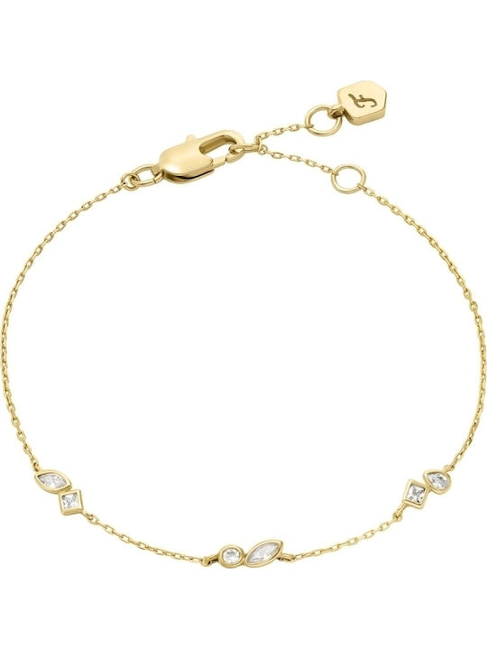 Fossil Women's Gold Plated Bracelet with Zircon 19cm