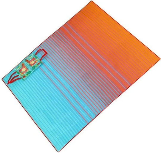 Saltea de plajă dublă cu dungi 200x180cm portocaliu-turcoaz