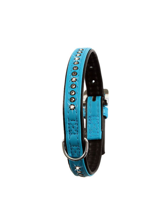 Collar with Artificial Diamonds for Neck 24 to 28 cm Width 14 mm Turquoise
