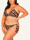 Bikini Set Top & Slip Bottom Brown Animal Print