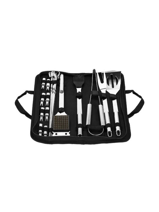 20-piece Stainless Steel Bbq Accessory Set Including Brush Carrying Case