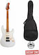 Jet Guitars Ηλεκτρική Κιθάρα ST Style με HSS Διάταξη Μαγνητών Λευκή με Θήκη