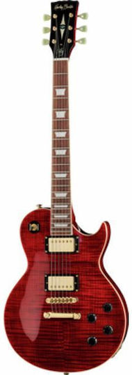 Harley Benton Електрическа Китара Единичен разрез с HH Конфигурация на Пикапите Black Cherry Flame