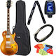 Harley Benton Set Elektrische Gitarre Einfacher Schnitt mit S Tonabnehmerkonfiguration Gold
