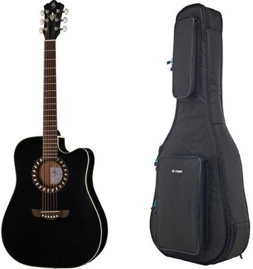 Harley Benton Semi-Akustik Gitarre Hb Custom Line Ausschnitt Schwarzer Satin mit Tasche