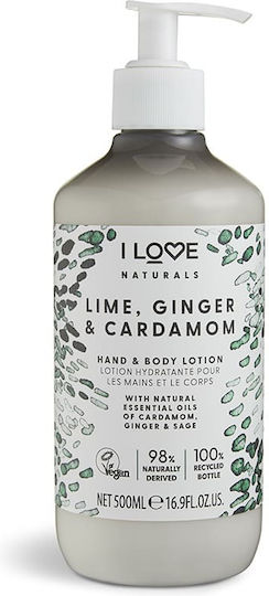 Colecția I Love Naturals Loțiune Hidratanță Vegană Cu Lime Ghimbir și Cardamom Pentru Mâini și Corp 500 Ml