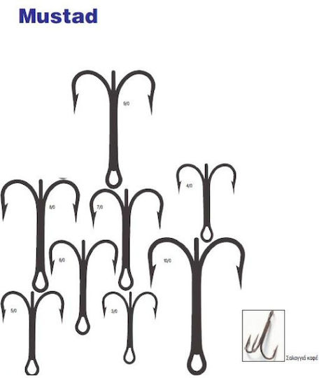 Cârlige triple bronzate Mustad 3551-br Nr. 4, 25 bucăți