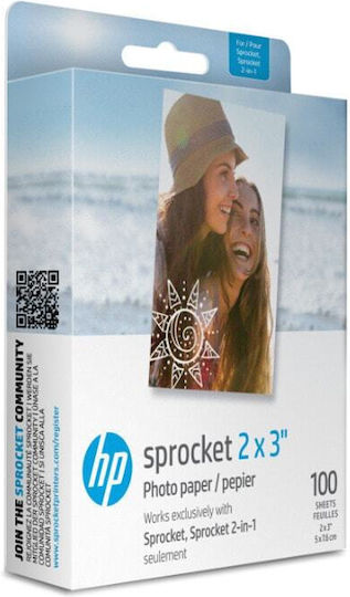 Hp Zink Photo Paper 2x3 2" X 3" 5.08 X 7.62 Cm Format 100 Sheets