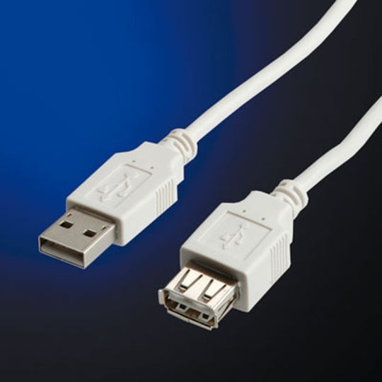 Roline Кабел 11.99.8947 USB A M към USB A F 0.8m Бял