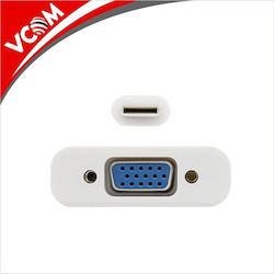 Cablu Vcom Cu421 USB Type-C M la VGA F 0.15m Alb