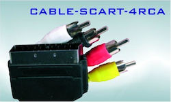 Audio-Video-Kabel von Scart M zu 4x RCA Chinch M 1,5 m Schwarz