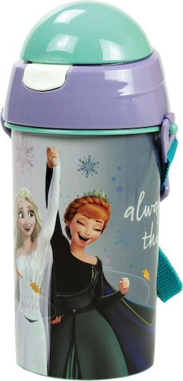 Gim Frozen Ii Sticlă Pentru Copii Din Plastic Frozen Termos Cu Pai Gri 500ml