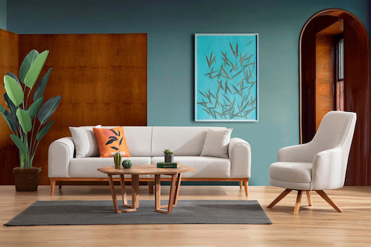 Kapri Τριθέσιος Καναπές Κρεβάτι Cream 220x84x77εκ.